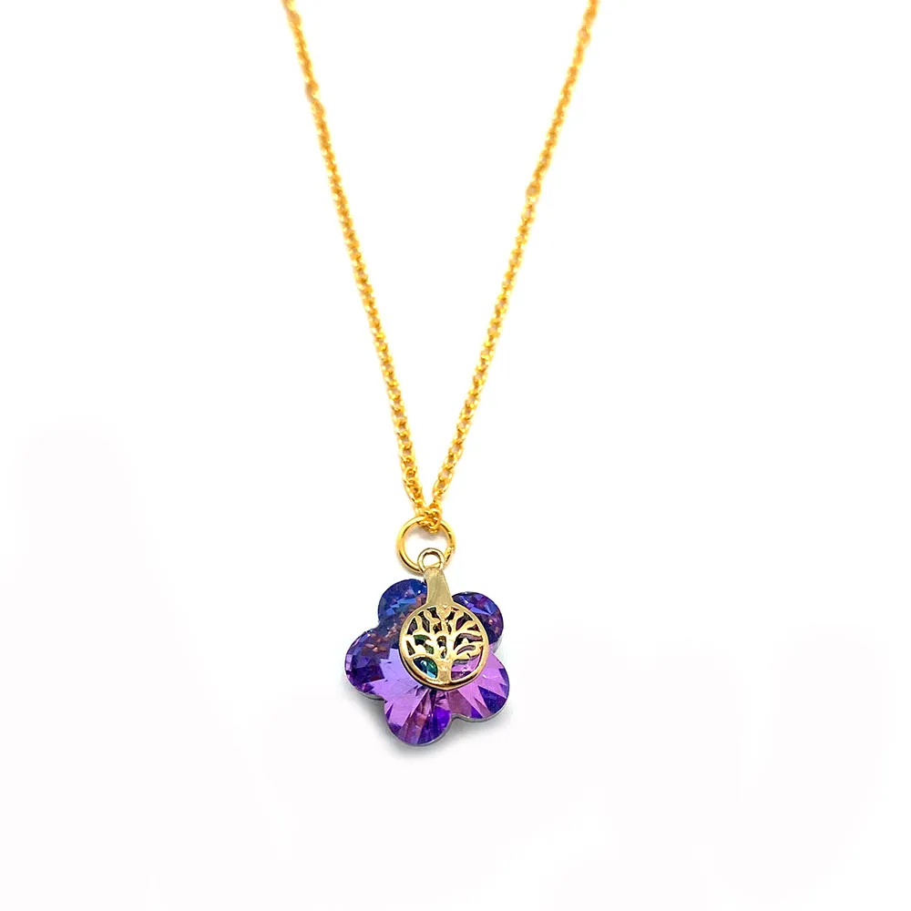 

Necklaces for Women ,Flower-shaped Crystal Pendant Accessories, Fashionable Charm Metal O-chain, Women's Jewelry Set