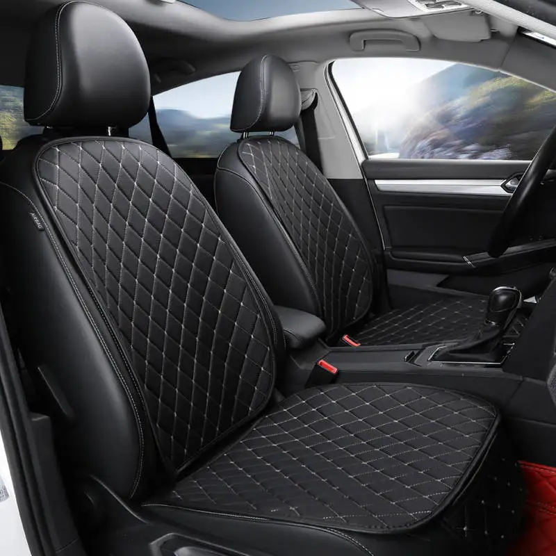 Black white 1Pcs Универсальный кожаный чехол для сиденья автомобиля, подушка для переднего и заднего сиденья, чехол для сиденья для автомобильного кресла, защитный коврик, аксессуары для интерьера - Название цвета: Black white 1Pcs
