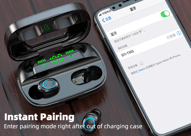 Ralyin 50 часов воспроизведения поддержка AAC TWS наушники V5.0 Bluetooth наушники беспроводные наушники для xiaomi с micphone power displa
