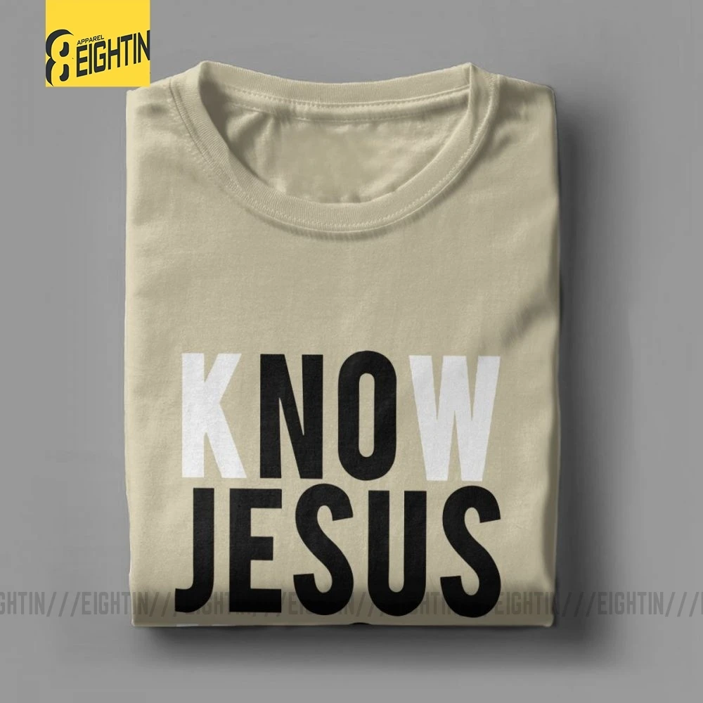 Футболки с надписью «Know Jesus Know Peace Christian», Мужская мягкая футболка с круглым вырезом, хлопок, брендовая футболка с коротким рукавом размера плюс, специальное предложение