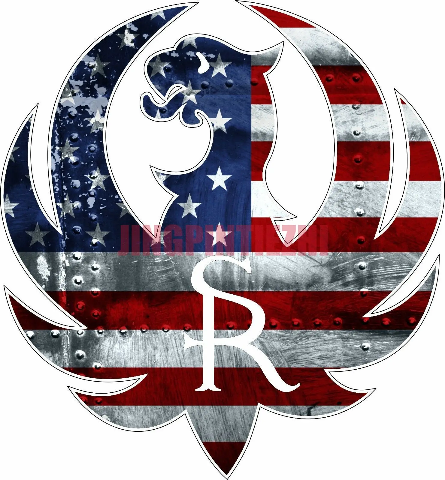 

Ruger with American USA Flag Gun Rights Tool Box Bumper Car Stickers Vinyl Motorcycle Decal