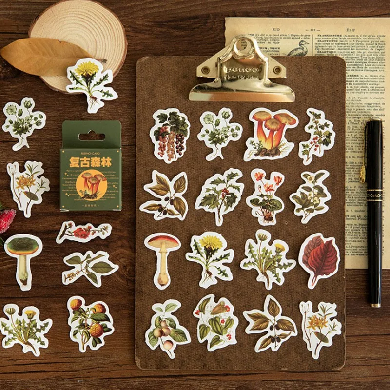 

46Piece forest Label Stickers Mini Boxed Stickers Diary Adhesive Scrapbooking Decorative Stationery Stickers 4*4CM