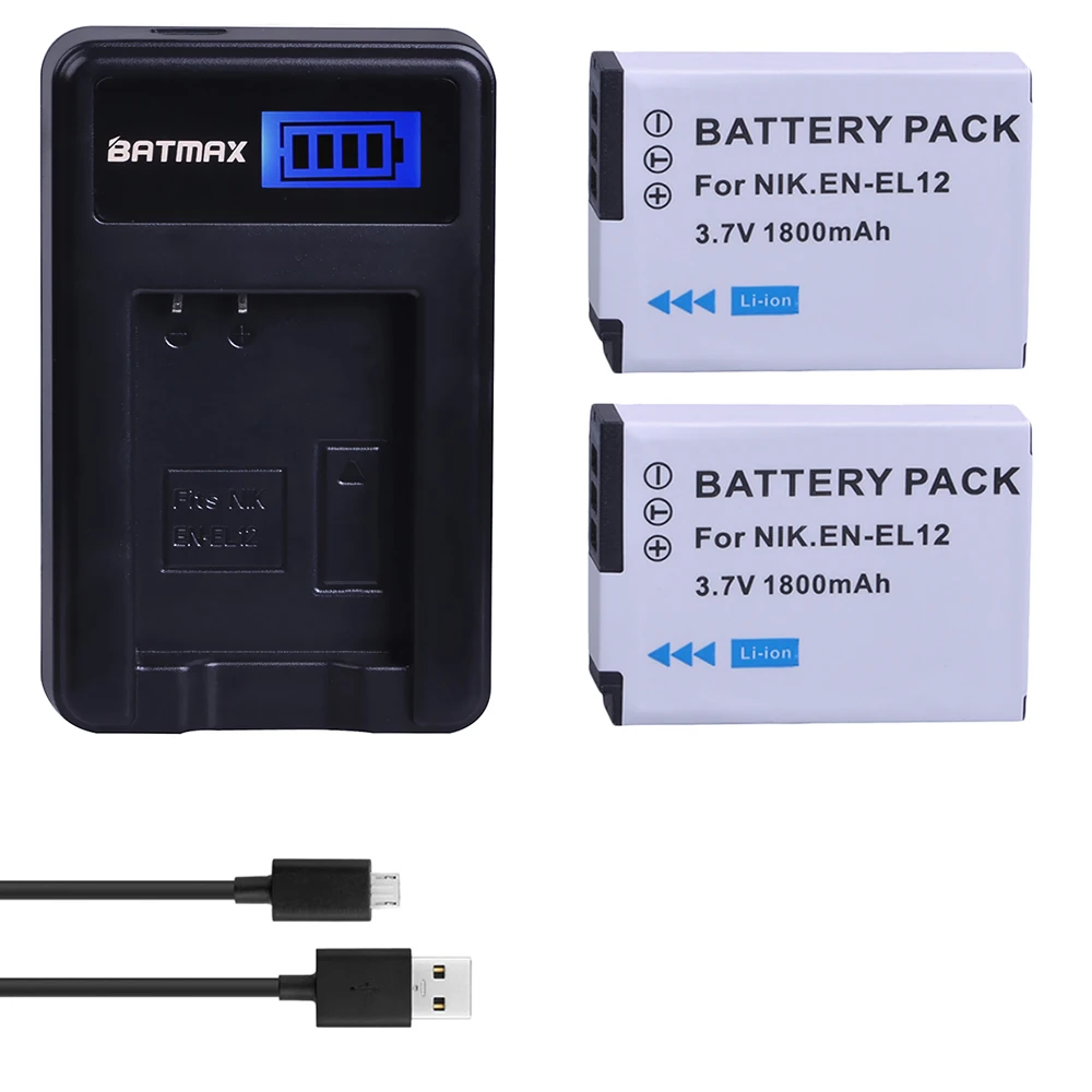 Аккумулятор Batmax 1800 мАч и зарядное устройство USB для Nikon Coolpix S9700 S9500 S9400 S9300 S9100 S8200 S8100
