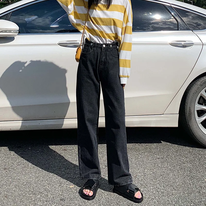 

Wide Leg Jeans Woman High Waisted Denim Pants Loose Plus Size Ladies Trousers Black Pantalon Jean Femme Casual