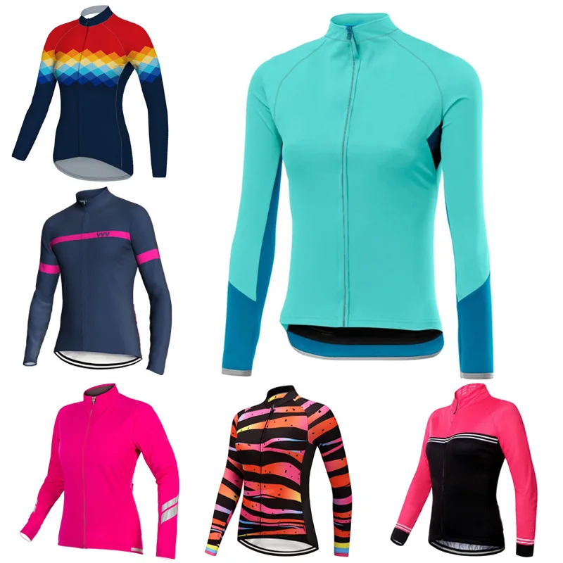 

Outdoor Long Cycling Jersey Jacket MTB Bicycle Wear Ropa Ciclismo Mountain Road 2021 Fashion Women Style Breathable Pocket Tops