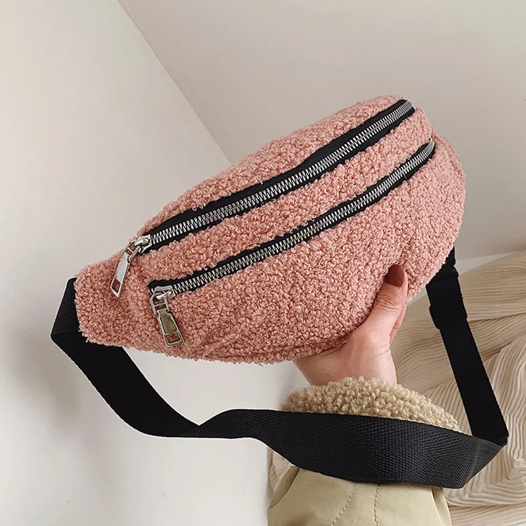 Женская поясная сумка с карманами плюшевая Повседневная модные женские ремни