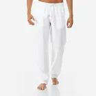 Мужские летние брюки для девочек повседневное чистая мужская одежда уличная одежда с карманом и штаны, брюки из хлопка и льна для мужчин, мужские con correas