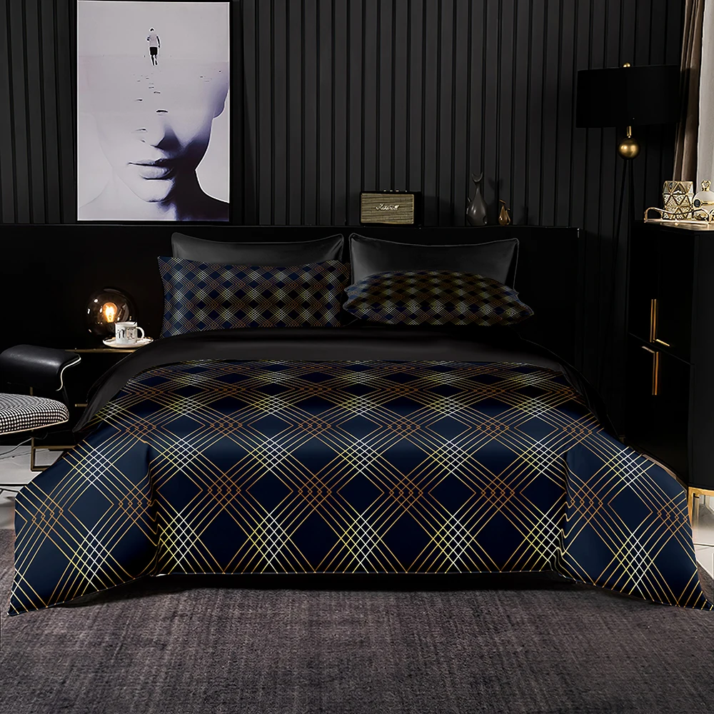 

Nordic Style Duvet Cover Set With Pillowcase,240x220 Quilt Cover,200×200 Blanket Cover,Elegant Diamond Pattern Bedding Set
