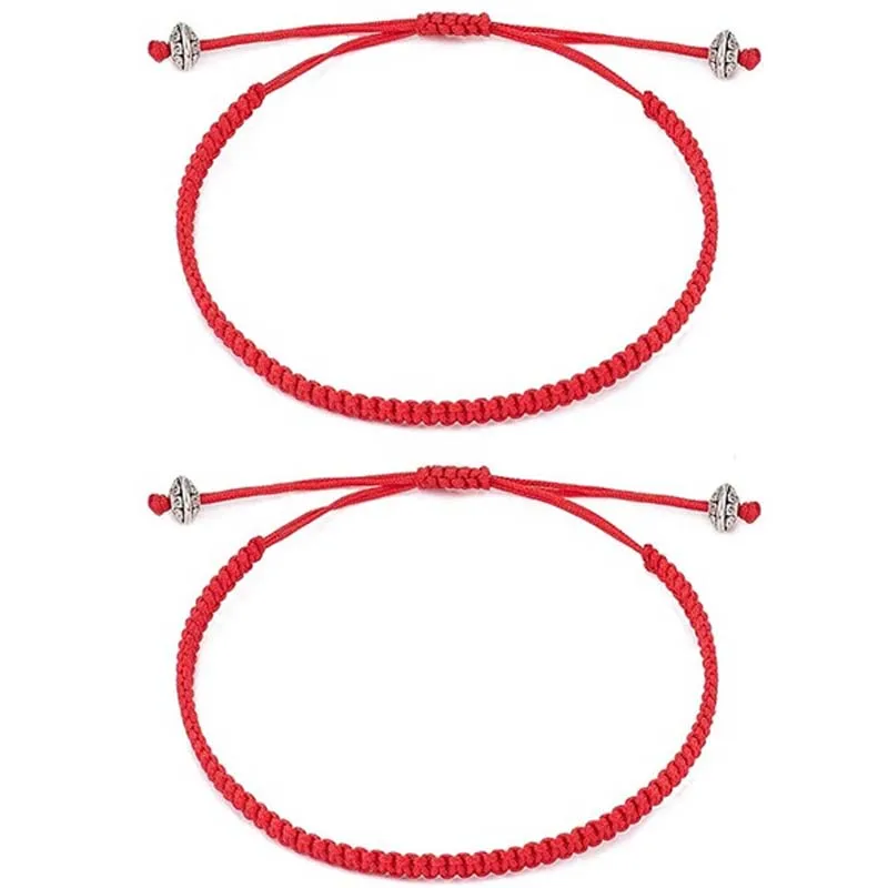 2pcs/Set Red String of Fate Bracelets Protection Good Luck Simple Matching for Lover Women Men | Украшения и аксессуары