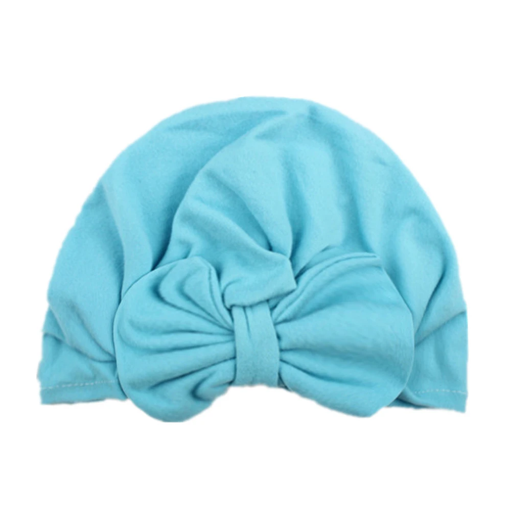 Однотонный эластичный головной убор с бантом для девочек и мальчиков