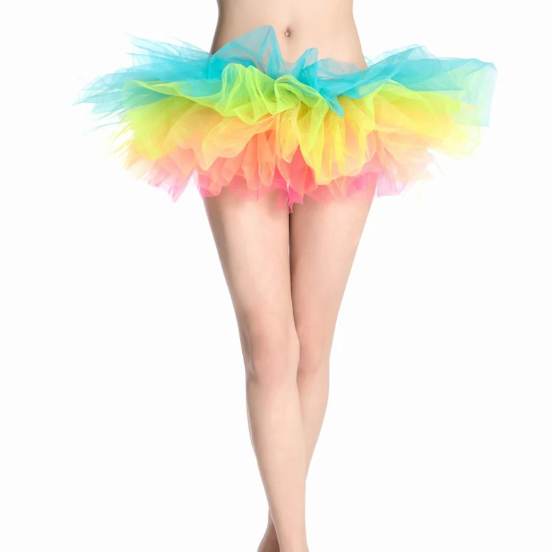 

Летние радужные юбки для женщин, эластичная 5-слойная короткая юбка-пачка для взрослых, танцевальная юбка-пачка, мини юбки, женская мода