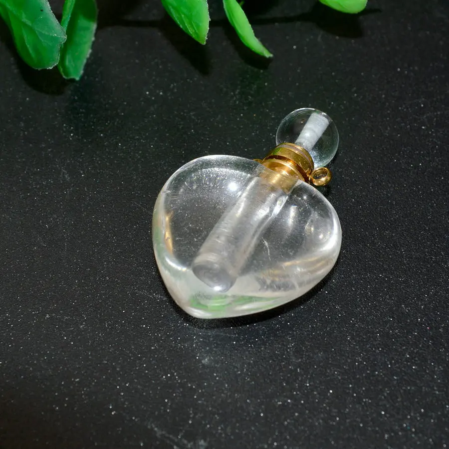 

Натуральный Полудрагоценный камень, прозрачный, в форме сердца, ожерелье с подвеской, модные женские флаконы для духов