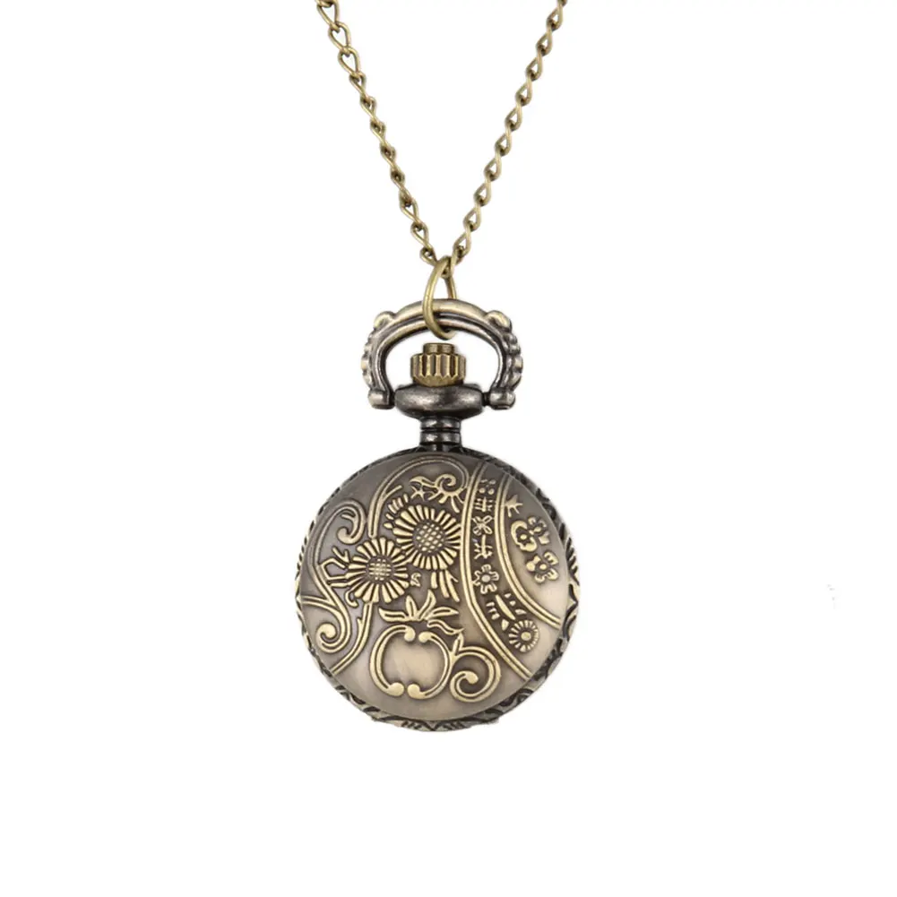 Мужские карманные часы в стиле ретро бронзового тона круглой формы с узором