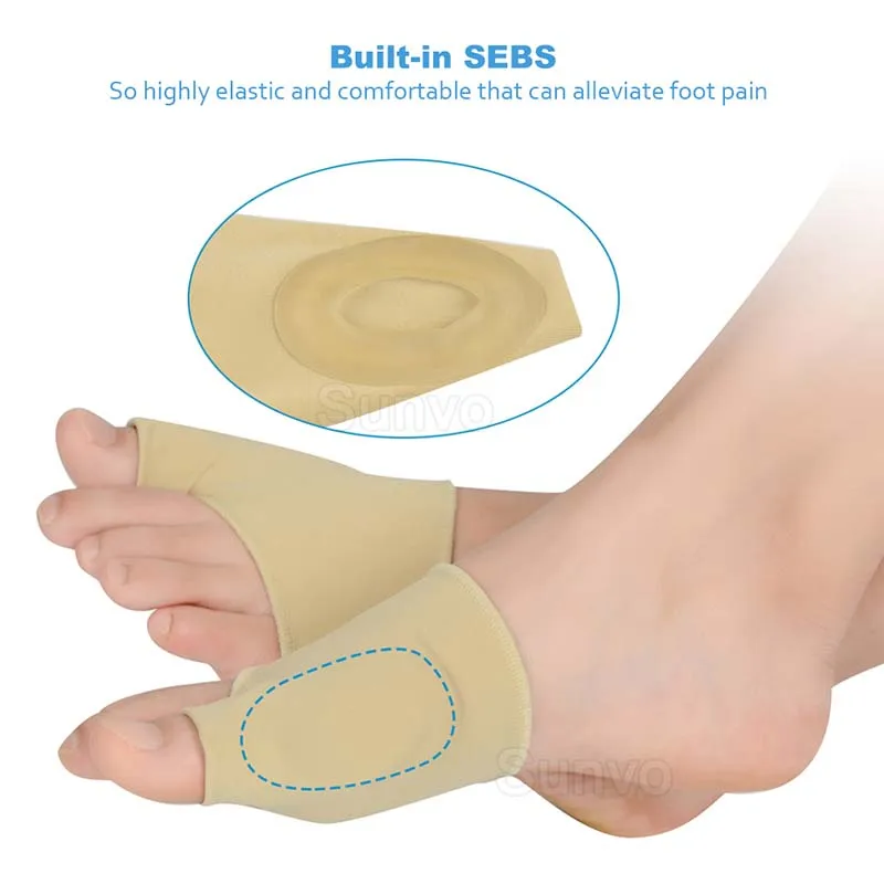 Sunvo Silicone Gel Hallux Valgus Care Pads for Bunion Orthopedic Sock Toe Separator Correction Foot Pain Relieve Sleeve Inserts
