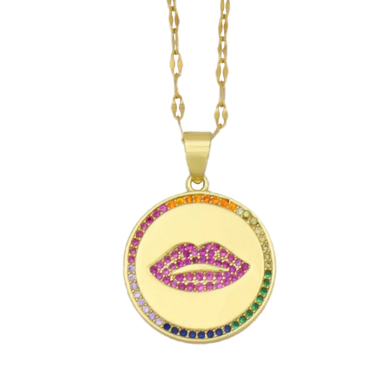 Круглое ожерелье в форме губ для женщин, свадебное ожерелье, подарок на день рождения, богемный цвет, искусственный Цирконий Круглое ожерелье в форме губ для женщин, свадебное ожерелье, подарок на день рождения, богемный цвет, искусственный Цирконий
