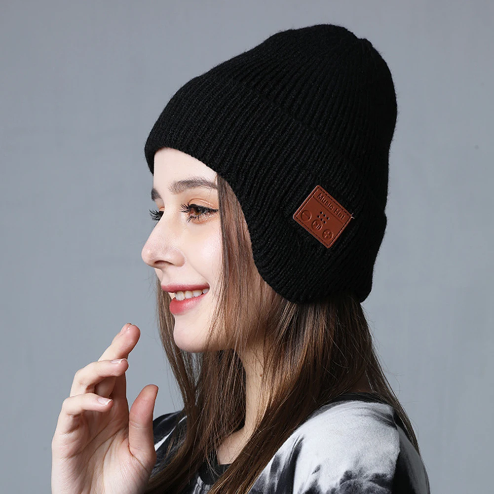 

Warm Ear-Covering Headset Beanie with Mic CAP Removable Bluetooth-Compatible 5.0 Binaural Stereo Wireless Headphones Music Hat