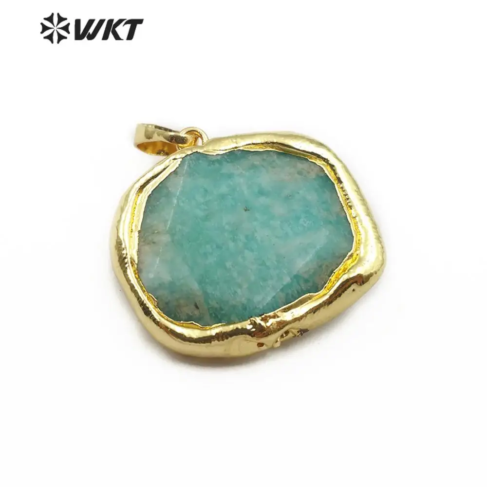 WT-P1468 кулон из натурального камня клубника камень/Амазонит/метист камень с золотой Гальванизированный модные подвески, ювелирные изделия