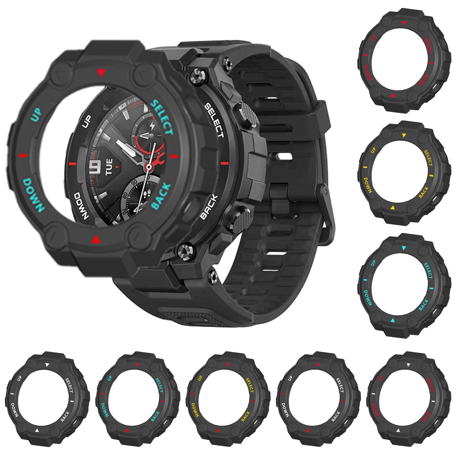

Чехол для часов Amazfit T-Rex, Мягкий защитный чехол из ТПУ, бампер, рамка, протектор для браслета Huami Amazfit T-REX A1918