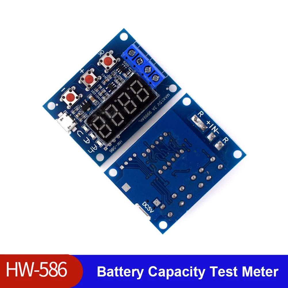 

HW-586 Battery Tester Digital Display 18650 Lithium Battery Lead-Acid Battery Capacity Meter Discharge Tester Analyzer