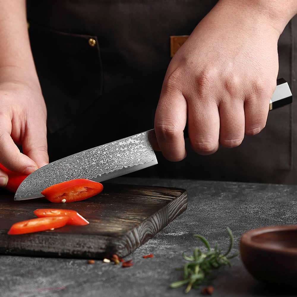 xituo 5 inch santoku knife japanese damascus vg10 steel 67 layers chef knife kitchen knives gadgets tools kitchenware tableware free global shipping