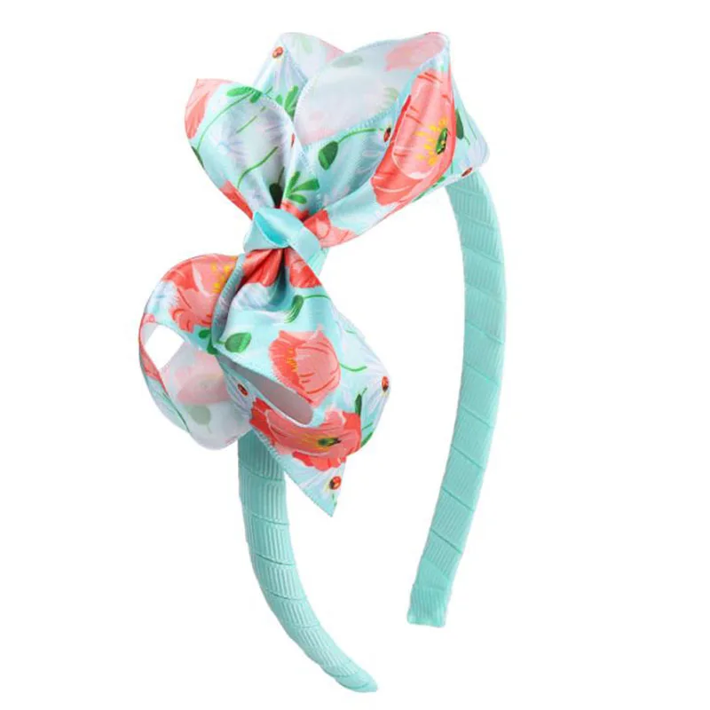 Light blue headband Meimile цветок повязки для волос ребенка повязки голову-большой бант для девочек красивый бант аксессуары для волос темно-синий - Цвет: Light blue headband