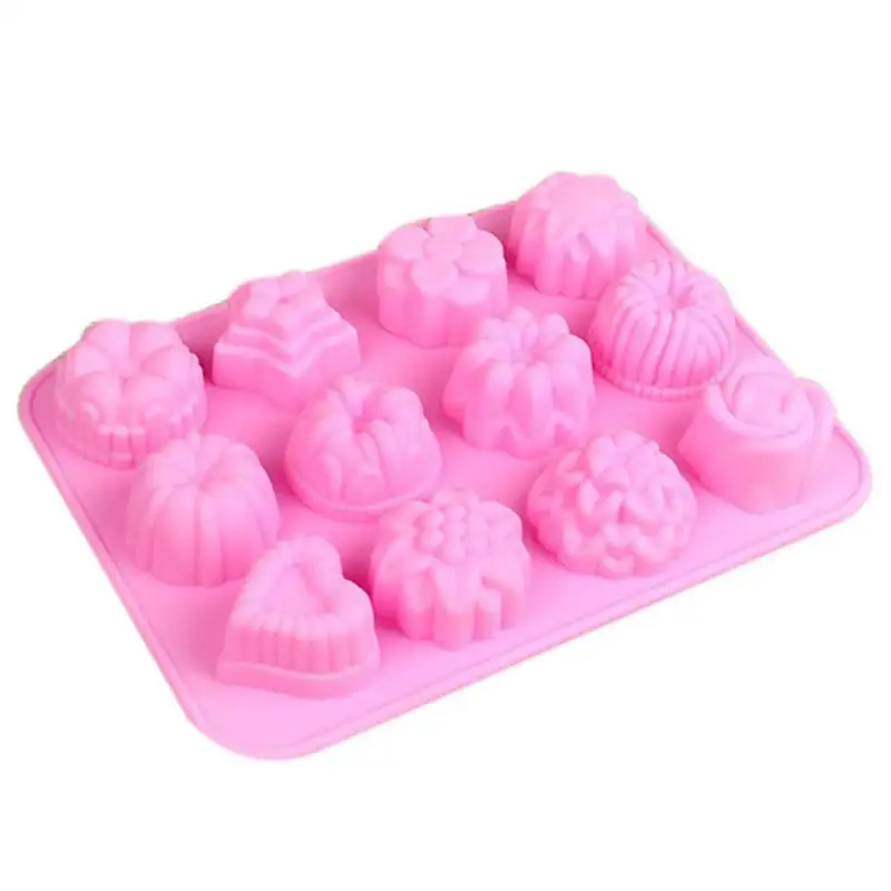 

3D Cake Baking Mould Chocolate Supplies Baking Pan Tray Molds Food Grade Soft Silicone Mold Kitchen DIY Supplies 12 Cavity
