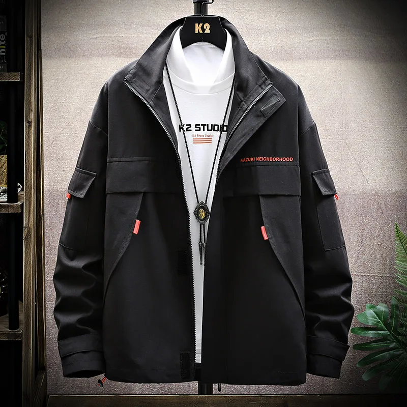 Мужская однодорожная куртка Весенняя однотонная Корейская хип хоп Японская