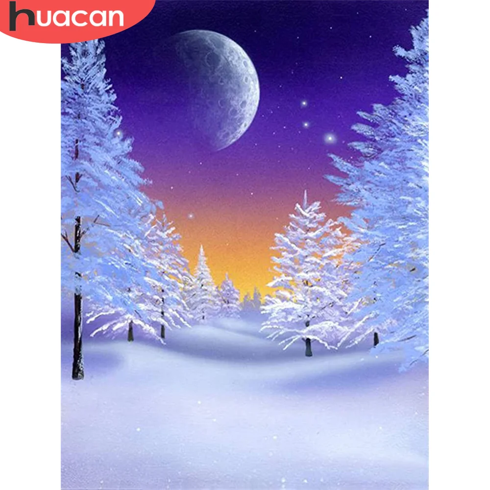 

HUACAN 5D DIY Алмазная вышивка зимняя полная квадратная круглая Алмазная Картина Пейзаж мозаичная картина из стразов искусство домашний декор