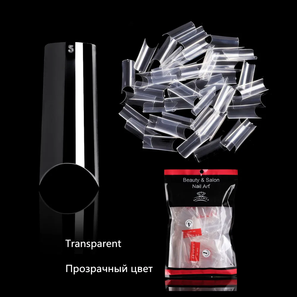 MAKARTT 500 шт. натуральный цвет ногтей C советы французские акриловые C кривой накладные ногти Поддельные 10 размеров для салонов A0020