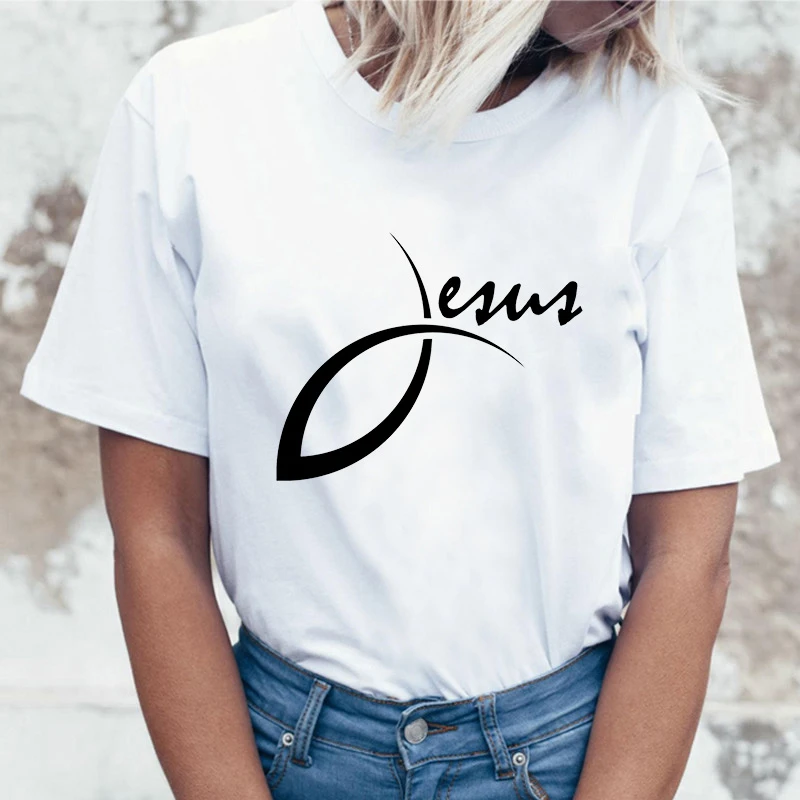 

2021 Summer Women Simple T-shirts I Love Jusus fashion T-shirt for men and women print t shirt 90s Top Tee