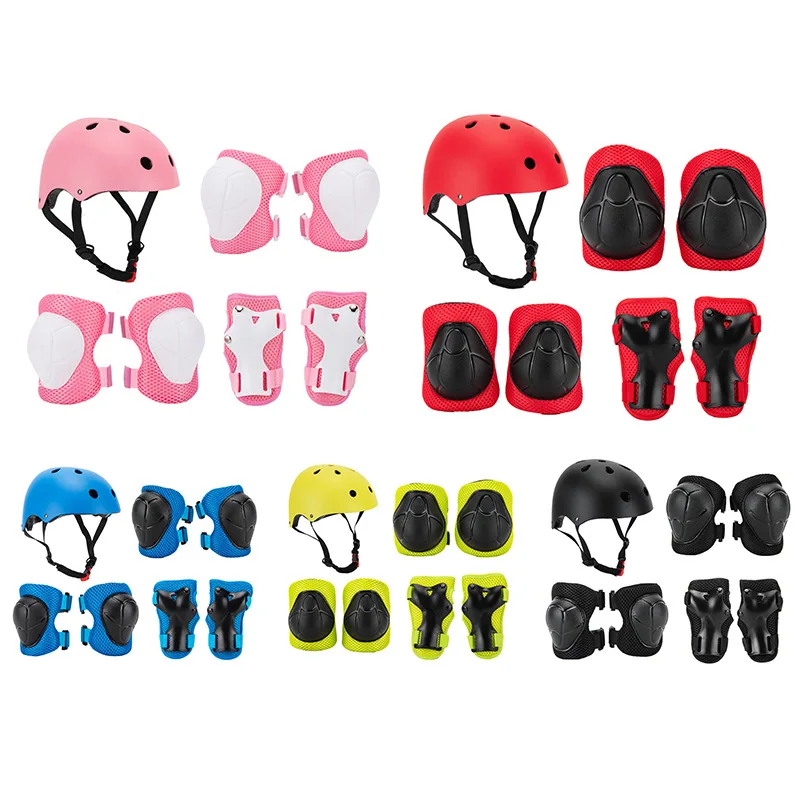 

7pcs/set Protective Gear Set Outdoor Sports Equipment Children Supplies Knee Pads Elbow Pads Helmet Skateboard Skating Equipment