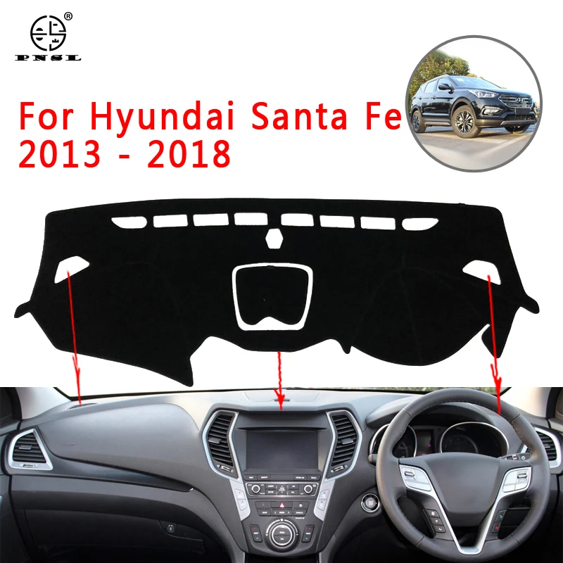 PNSL коврик для приборной панели автомобиля Hyundai Santa Fe 2013 2014 2015 2016 2017 2018 нескользящий