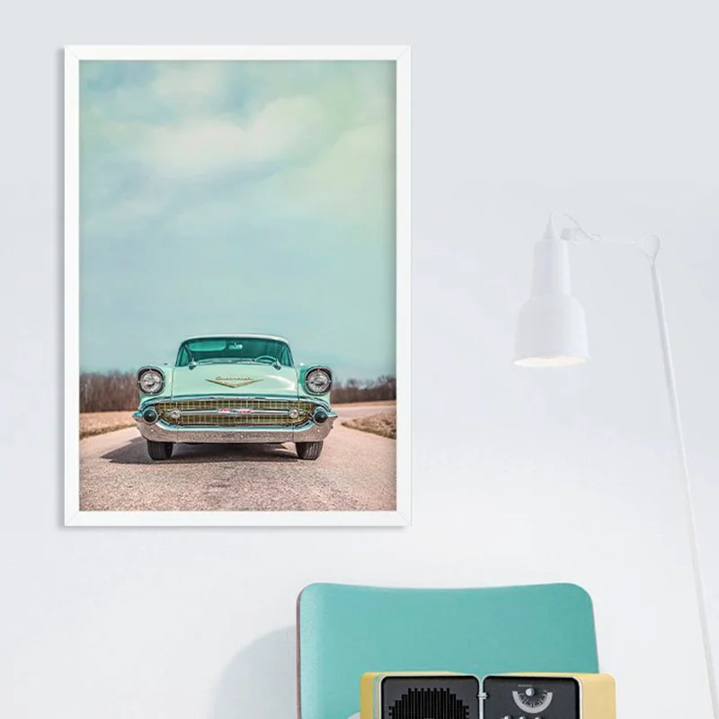 

Wall Art Canvas Painting Retro Car Photography Poster Art Prints Nordic Landscape Picture for Living Room Modern Home Decorating