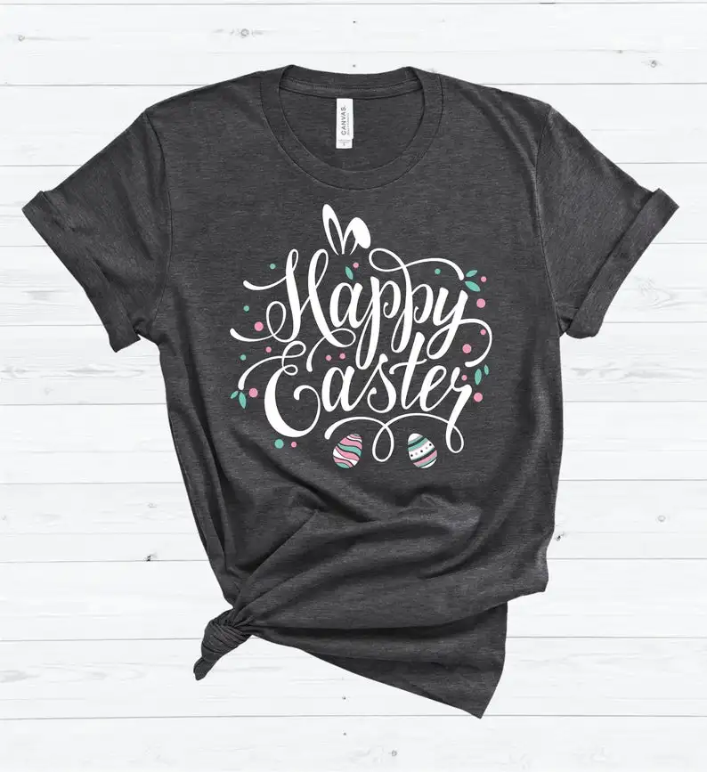 

Happy Easter Shirt Day Bunny Tee Egg Rabbit Short Sleeve Tees Fashion 100%Cotton O Neck Female Clothing Plus Size Casual Shirts