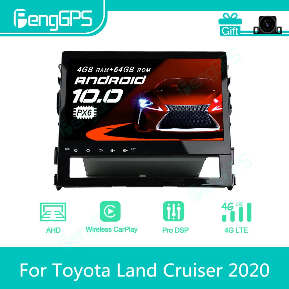 

Автомагнитола для Toyota Land Cruiser 2020, Android, мультимедийный стерео плеер 2 Din, Авторадио, GPS-навигация, экран дисплея блока PX6