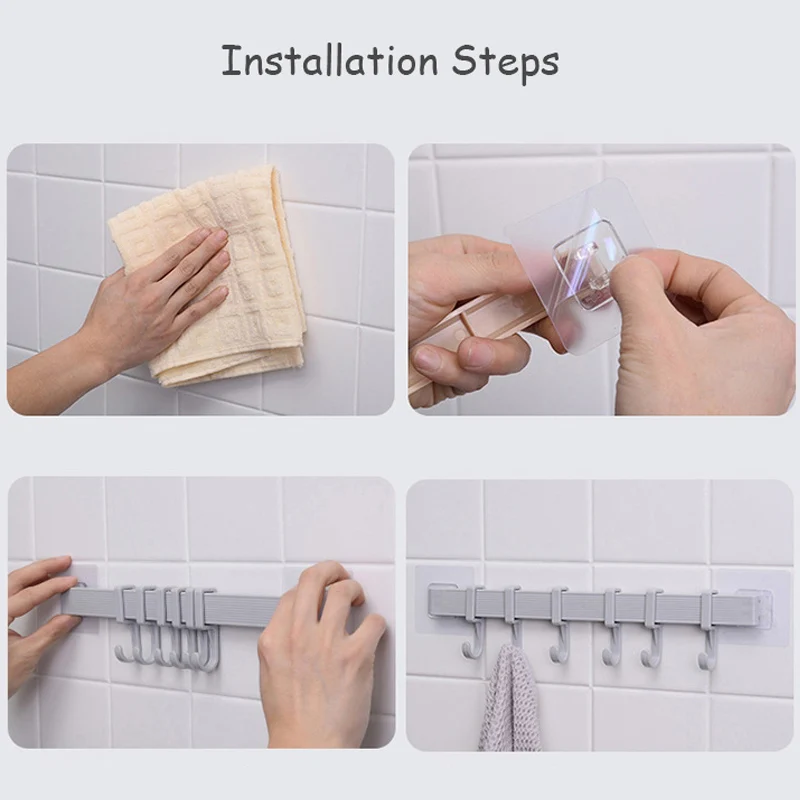 

Kitchen Adjustable Hook Rack Double Suction Cup Towel Rack Hanging Shelves Hook Holder Lock Type Sucker Bathroom Accessories