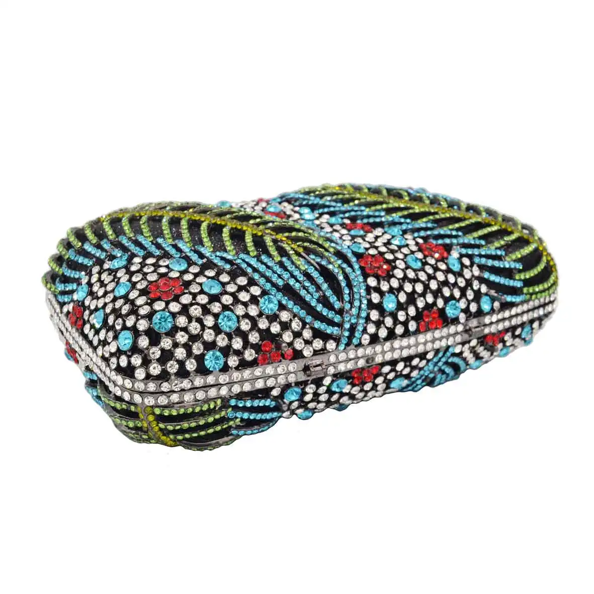 Оранжево-Фиолетовые женские сумочки с кристаллами в виде листьев Женский