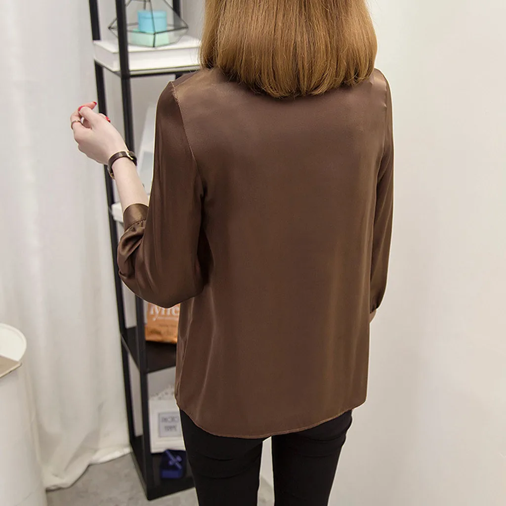 Женская Элегантная блузка однотонная офисная рубашка в Корейском стиле