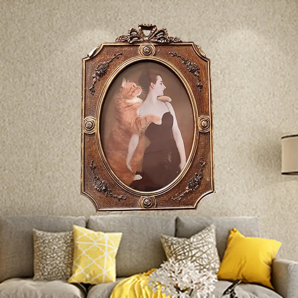 

Vintage Style Photo Frame Resin Picture Frames Photo Holder Ornament for Wedding Home Living Room Wall Decoration Gift