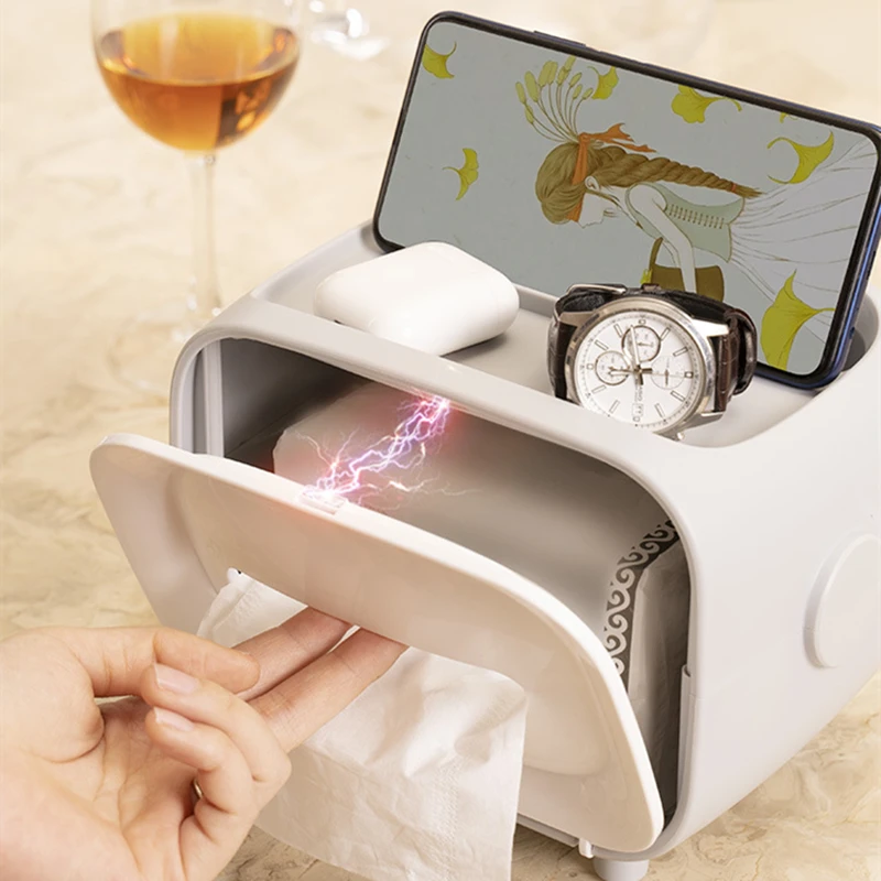 

Cute Tissue Box Storage Multifunctional Creative Paper Pumping Phone Holder Paper Storage Box Dust-proof Household TV Shape