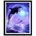 Алмазная вышивка, полный квадратный узор, круглые наборы для вышивки крестиком, Кита, дельфин 5d, алмазная живопись сделай сам, мозаичная вышивка