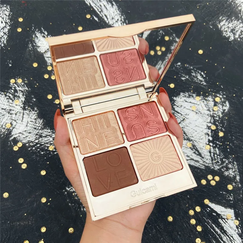 Палитра для макияжа с блестками голографический Блестящий бронзер осветитель