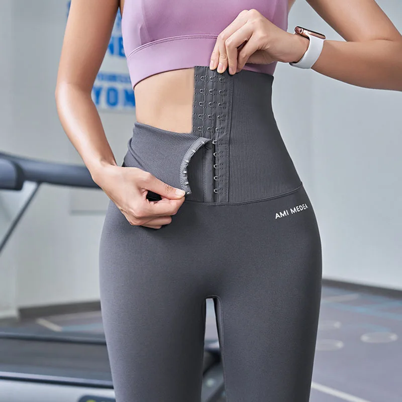 Трикотажные леггинсы для тренировок с высокой талией женские штаны йоги