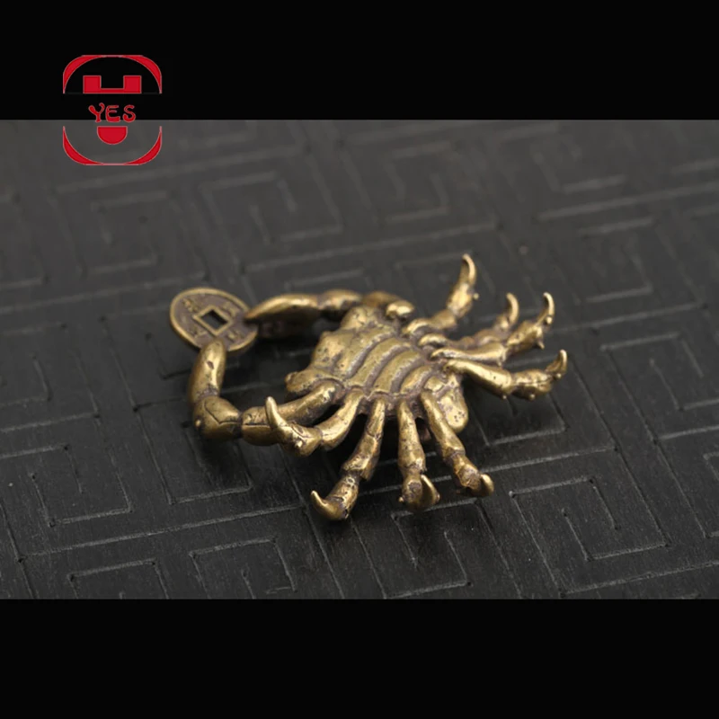 Креативная ретро мини латунная статуя краба животного подвеска держатель для