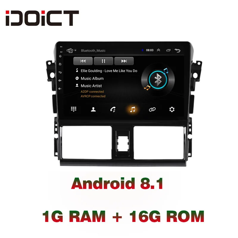 Автомобильный DVD плеер IDOICT Android 9 1 GPS навигация мультимедийный для Toyota Vios Yaris Radio 2014