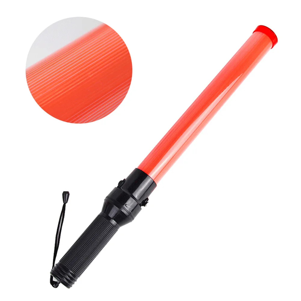 

2pcs 21inch Portable Signal Battery Operated Anti Slip Handle Multifunctional LED Traffic Baton PVC Police Wand 2 Flashing Modes