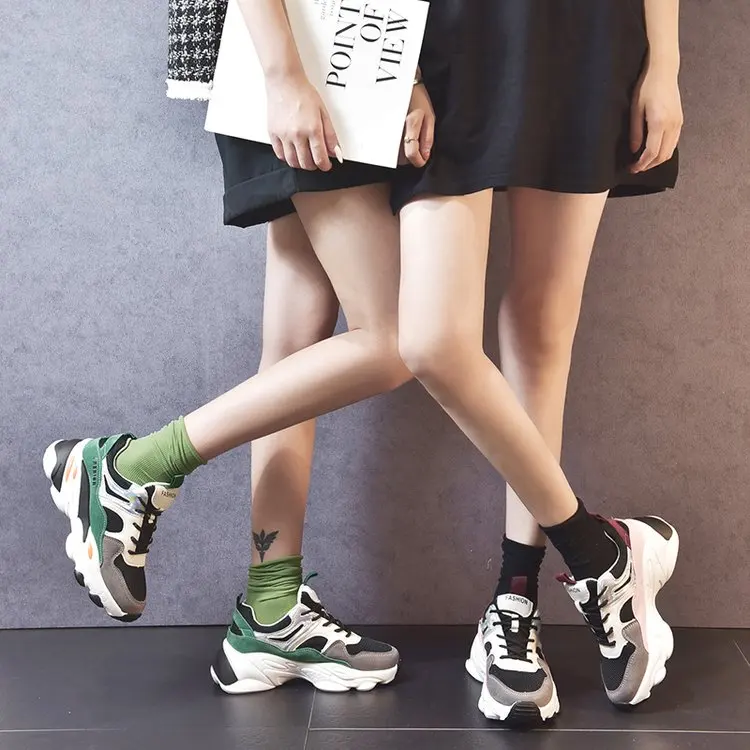 Кроссовки женские на платформе толстая подошва резиновая шнуровке повседневная