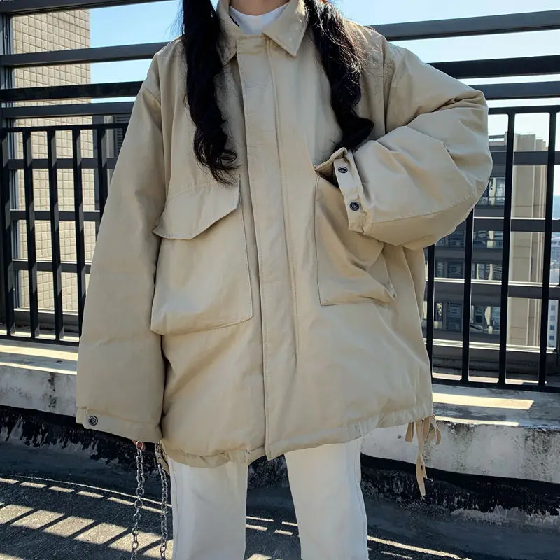 

Oversize jacket women Korean vintage casual gothic zipper long sleeve coat y2k streetwear chic Harajuku hip-hop cargo outerwear