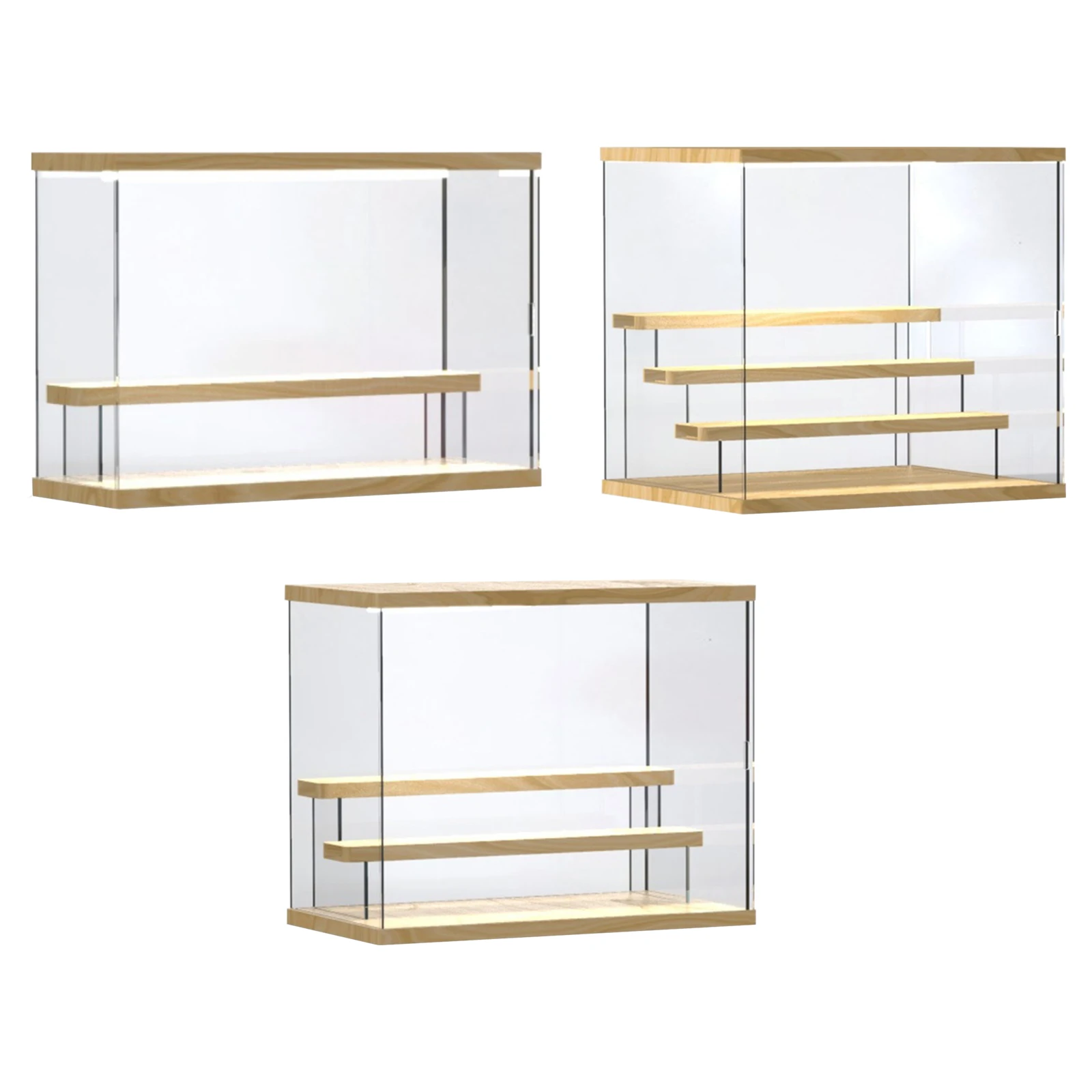 

Acrylic Display Rack Ladder with Lights Action Figure Cupcake Cosmetics Dolls Storage Transparent Cover Display Holder
