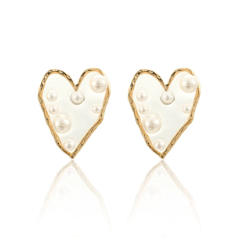 

Lady's Enamel Heart Stud Earrings Love Heart Earrings Red Peach Heart Drop Earrings For Women Girls Best Gift Wholesale